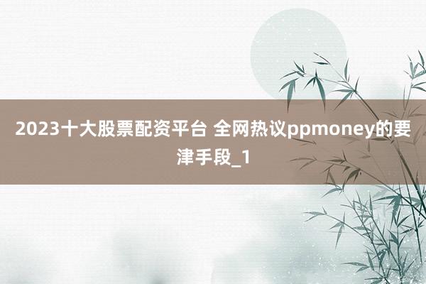 2023十大股票配资平台 全网热议ppmoney的要津手段_1