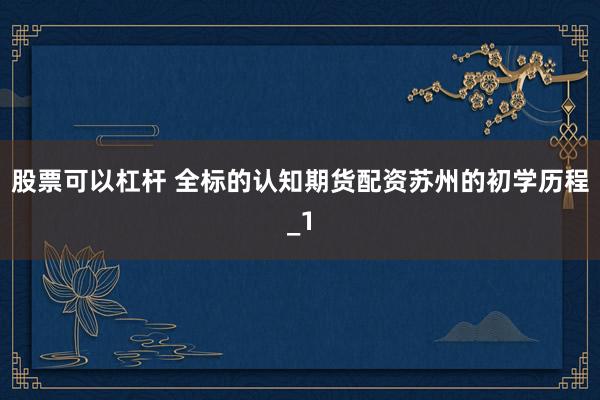 股票可以杠杆 全标的认知期货配资苏州的初学历程_1