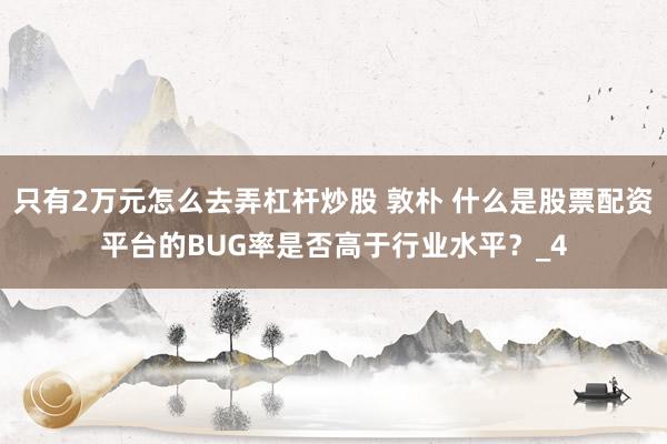 只有2万元怎么去弄杠杆炒股 敦朴 什么是股票配资平台的BUG率是否高于行业水平？_4