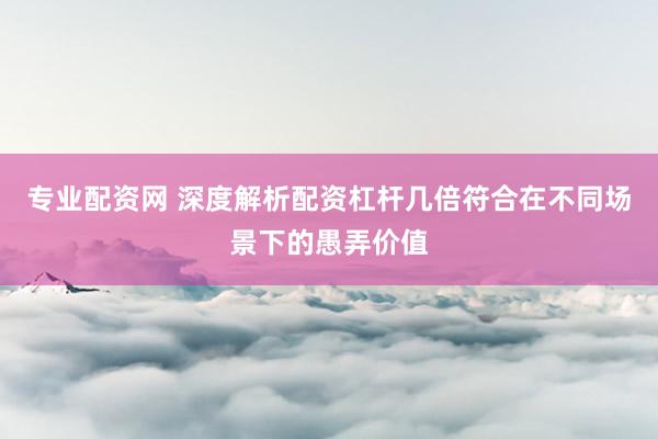 专业配资网 深度解析配资杠杆几倍符合在不同场景下的愚弄价值