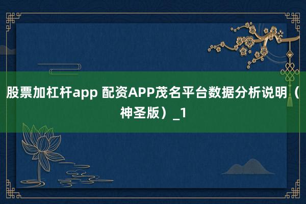 股票加杠杆app 配资APP茂名平台数据分析说明（神圣版）_1