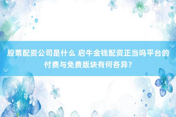 股票配资公司是什么 启牛金钱配资正当吗平台的付费与免费版块有何各异？