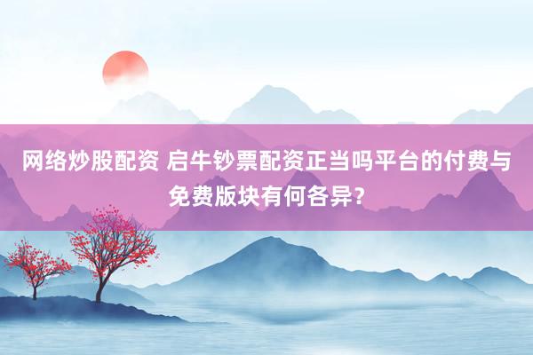 网络炒股配资 启牛钞票配资正当吗平台的付费与免费版块有何各异？