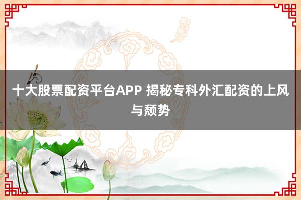 十大股票配资平台APP 揭秘专科外汇配资的上风与颓势