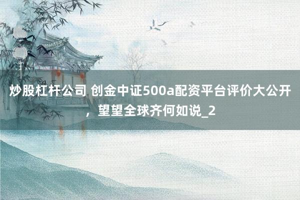 炒股杠杆公司 创金中证500a配资平台评价大公开，望望全球齐何如说_2