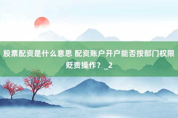 股票配资是什么意思 配资账户开户能否按部门权限贬责操作？_2