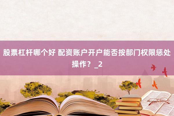 股票杠杆哪个好 配资账户开户能否按部门权限惩处操作？_2