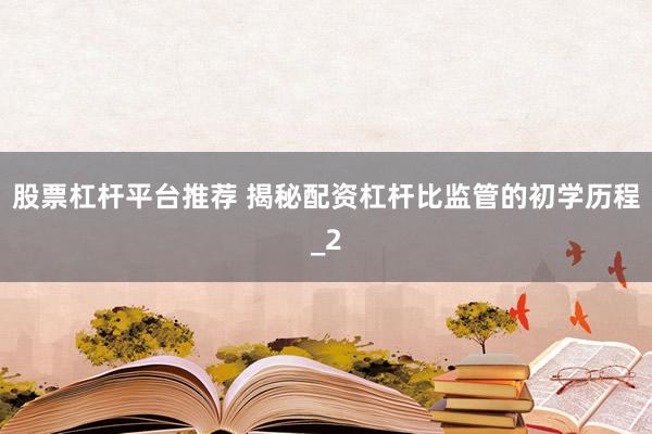股票杠杆平台推荐 揭秘配资杠杆比监管的初学历程_2