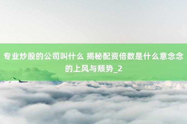 专业炒股的公司叫什么 揭秘配资倍数是什么意念念的上风与颓势_2
