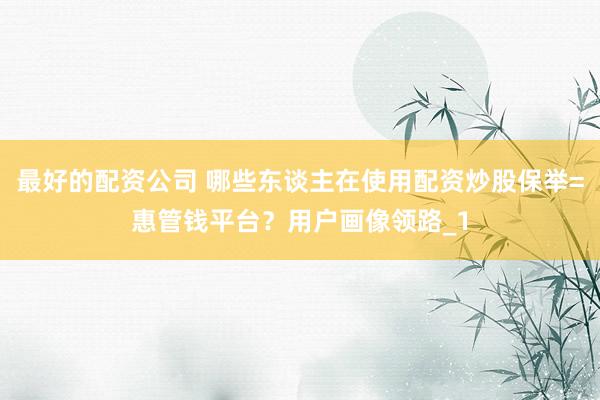 最好的配资公司 哪些东谈主在使用配资炒股保举=惠管钱平台？用户画像领路_1